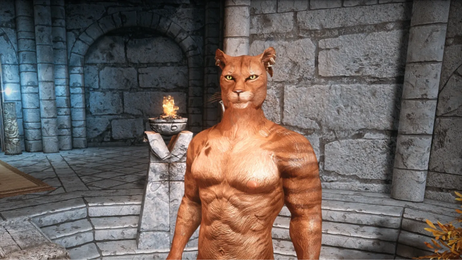 Skyrim Creations - Khajiit Male Lion - Stripes Addon, image size:1548x871