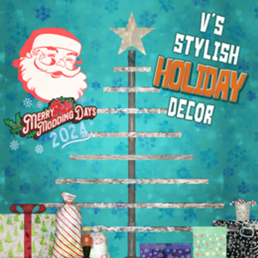 Festive gifts, stockings and a scavver-themed tree from V's Stylish Holiday Decor