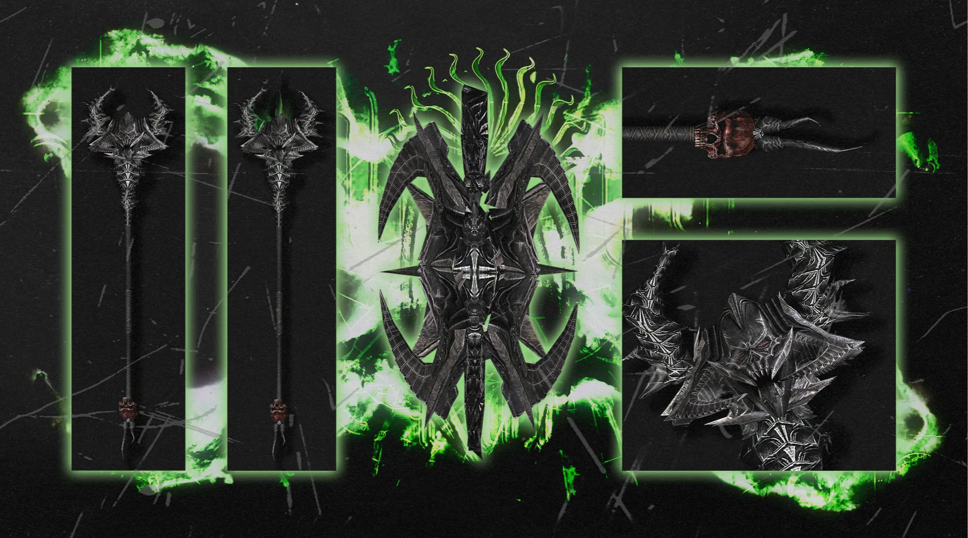 Skyrim創作：DAEDRIC CONQUEROR ARMOR • WEAPON • HORSE • WAR FORGE, image size:1943x1080