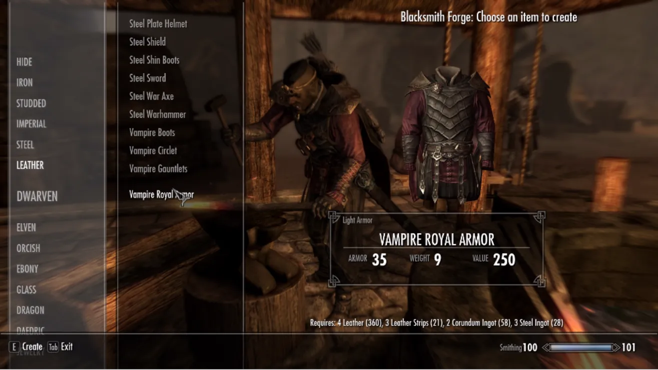 Творения для Skyrim — Craftable Vampire Royal Armor (PS4)