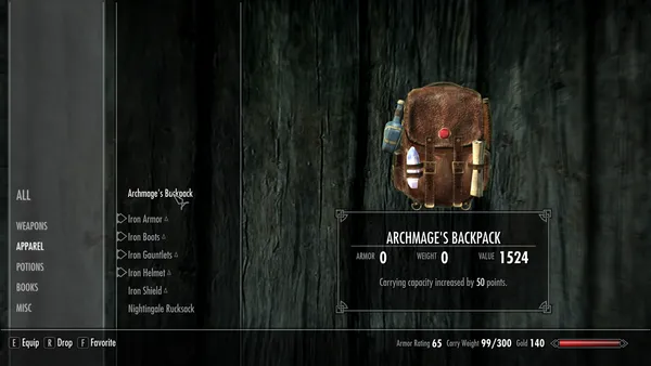 Skyrim Creations Better Unique Backpacks XB1